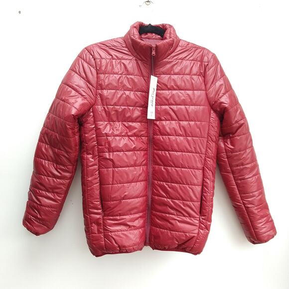 Women's Red Puffer Jacket Size Large Zip Pockets Pei xiang New - Picture 1 of 5